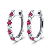 Ruby & Diamond Hoop Earrings - Dracakis Jewellers